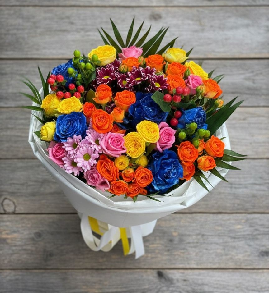 Букет цветов из: Розы и Хризантемы в Талицы Пушкинского района