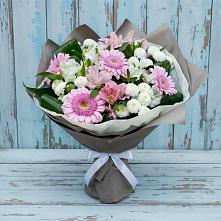 Букет цветов из:  Герберы, Альстромерии и Хризантемы в Талицы Пушкинского района