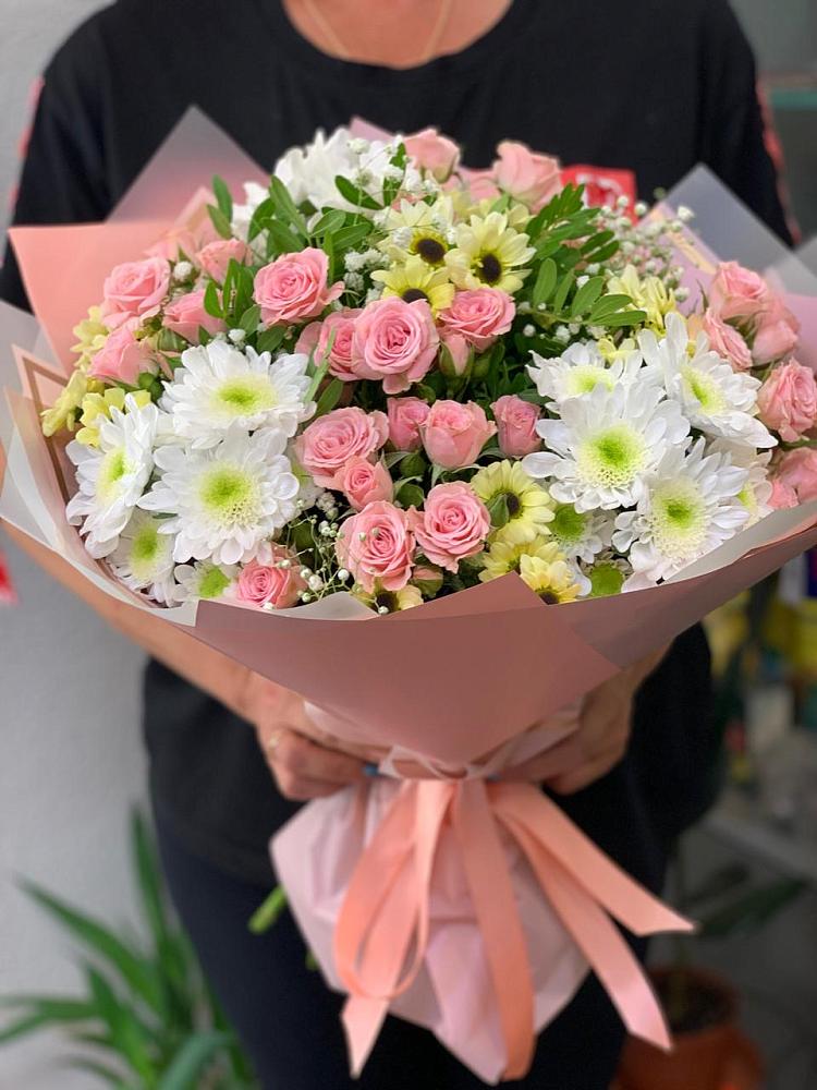 Букет цветов из: Розы и Хризантемы в Талицы Пушкинского района