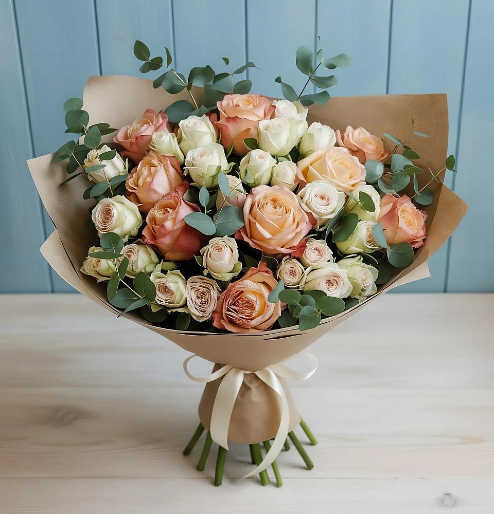 Букет цветов из: Альстромерии и Розы в Талицы Пушкинского района