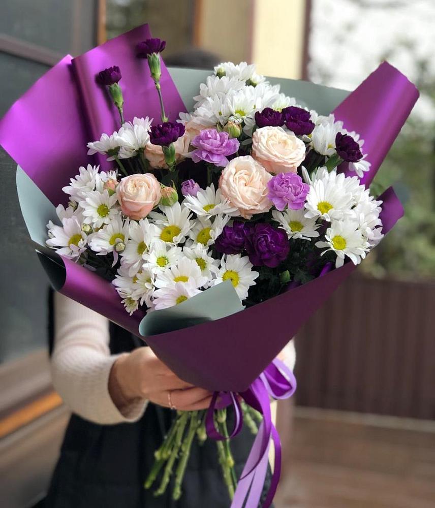 Букет цветов из: Хризантемы, Гвоздики и Розы в Талицы Пушкинского района