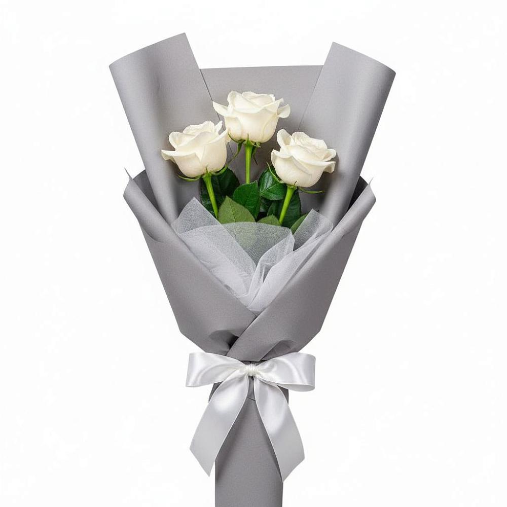 Букет 3 белые розы в Талицы Пушкинского района