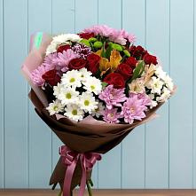 Букет цветов из:  Розы, Хризантемы и Альстромерии в Талицы Пушкинского района