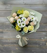 Букет цветов из:  Альстромерии, Розы и Хризантемы в Талицы Пушкинского района