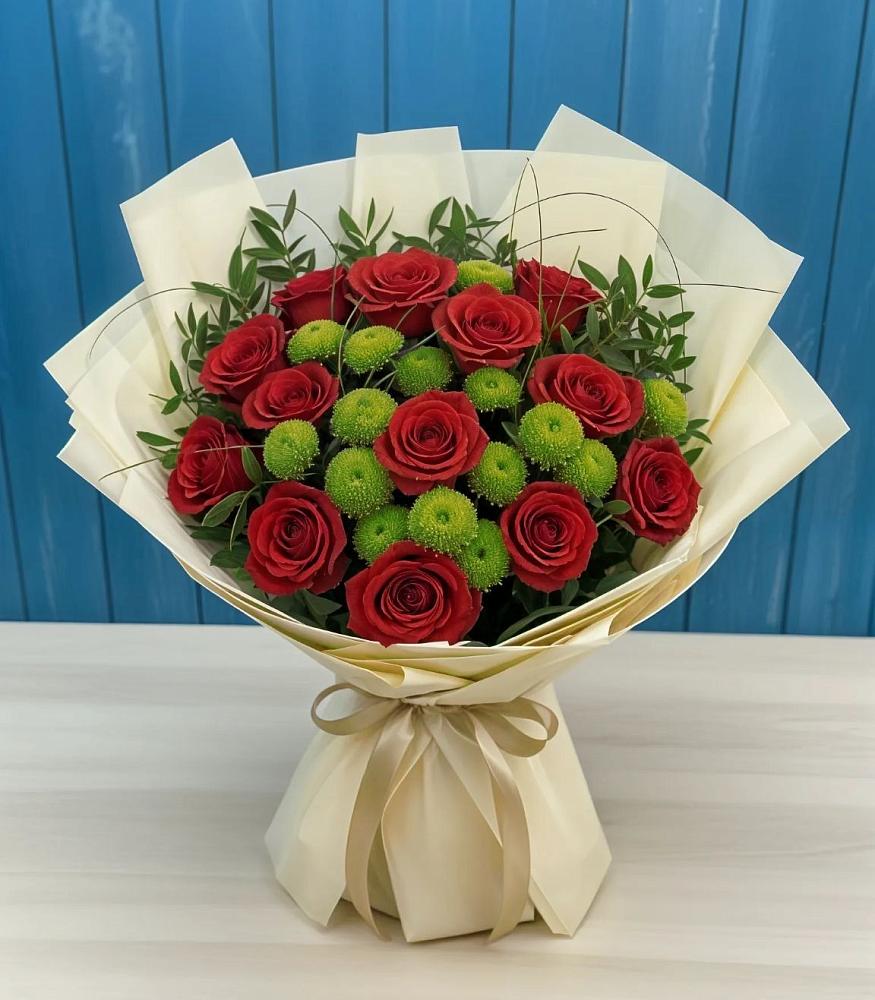 Букет цветов из: Розы и Хризантемы в Талицы Пушкинского района