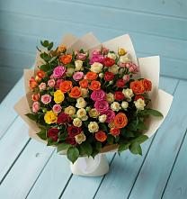 Букет Микс из разноцветных кустовых роз в Талицы Пушкинского района